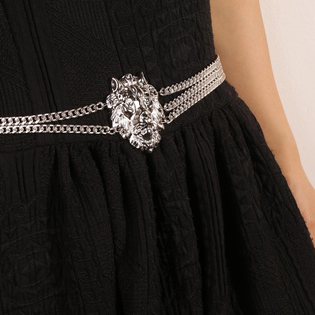 New Women's Lion Head Metal Chain Punk Belt Women's Heavy Industry Waist Chain