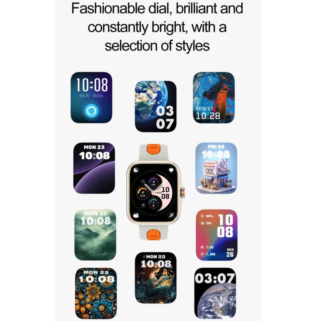 Rainbuvvy S216 Android 7.0 Smart Watch 1.78inch AMOLED HD Screen Bluetooth 5.3 IP68 Waterproof GPS Smart Watch Support Heart Rate Multi-Sports Mode