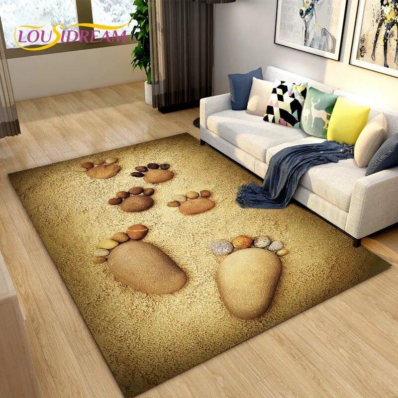 3D Pets Footprint Sole Series Area Rug Large,Carpet Rug for Living Room Bedroom Sofa Doormat Decoration,kids Non-slip Floor Mat