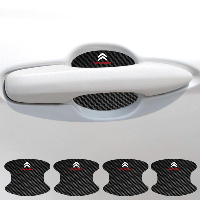 4PCS Car Door Handle Bowl Scratch Protector Carbon Fiber Stickers For Citroen C1 C2 C3 C4 C5 C6 C8 C4L DS3 DS4 DS5 DS5LS DS6 PU8