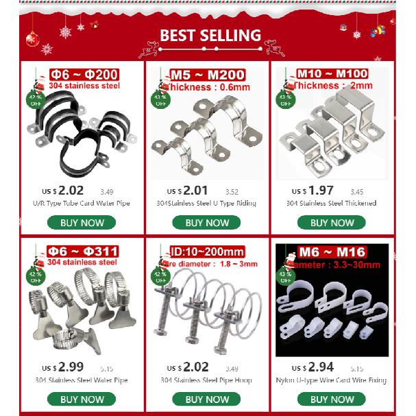 304 Stainless Steel Water Pipe Clamp Trachea Clamp Fixed Locking Clamp with Handle Throat Hoop Hand Twist Pipe Hoop Oil Pipe