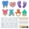 Cute Silicone Resin Keychain Mold Set Jewelry Pendant Casting Mold DIY Epoxy Keychain Mold with Keychain Rings Tassel