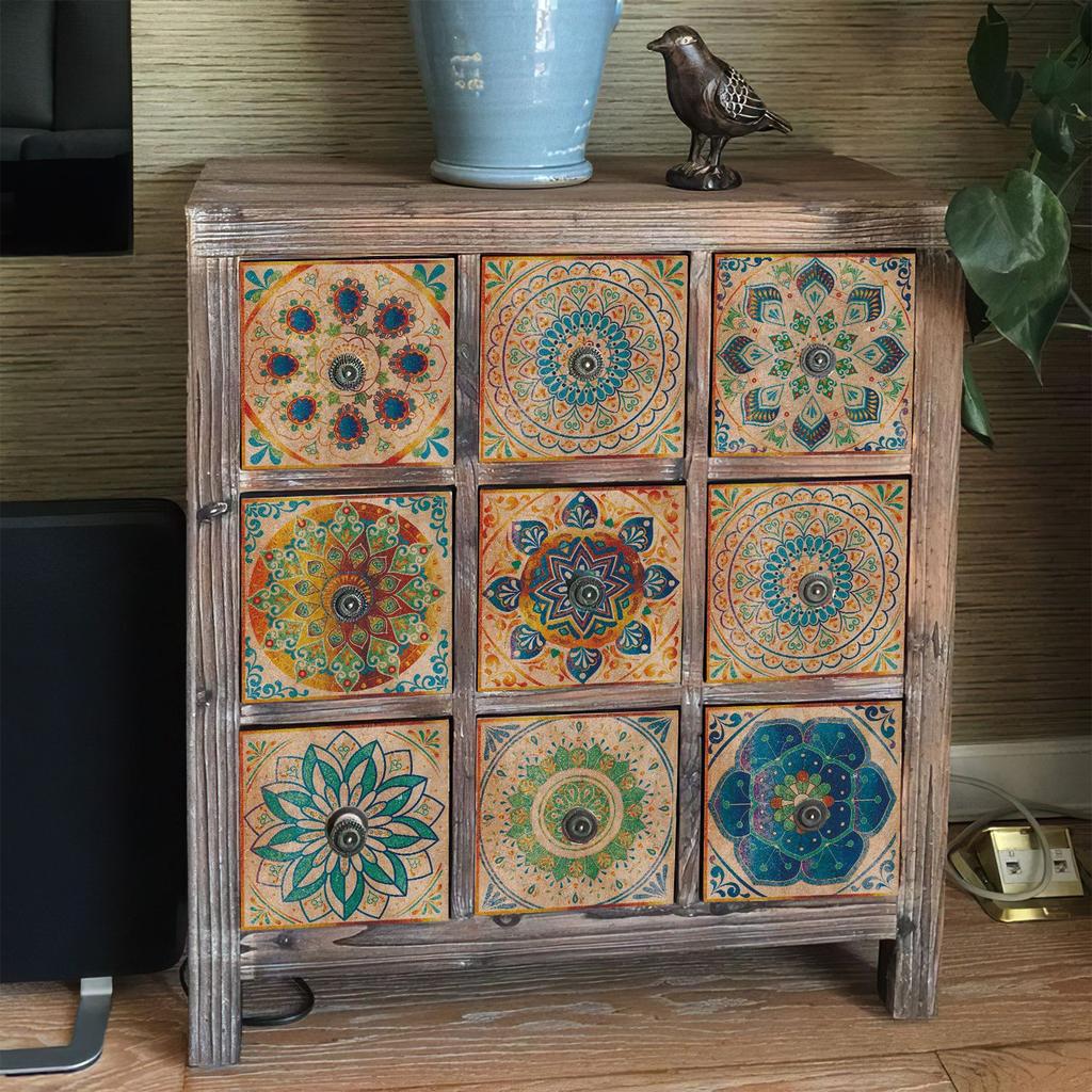 24 sztuki Europejska Mandala Pcv Tapeta Samoprzylepna Dekoracja Domu Kuchnia Salon Naklejka na Ścianę Wodoodporna