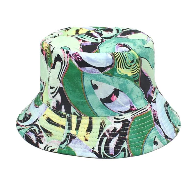 Spring and Summer Polyester Print Bucket Hat Fisherman Hat Outdoor Travel Sun Cap for Men and Women 11