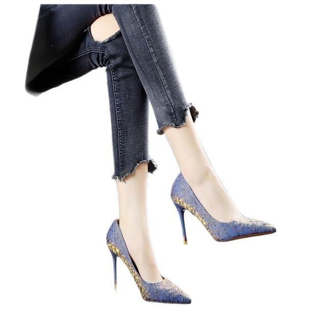 Folded niche pointed high-heeled single shoes autumn new professional shallow mouth stiletto high heels women