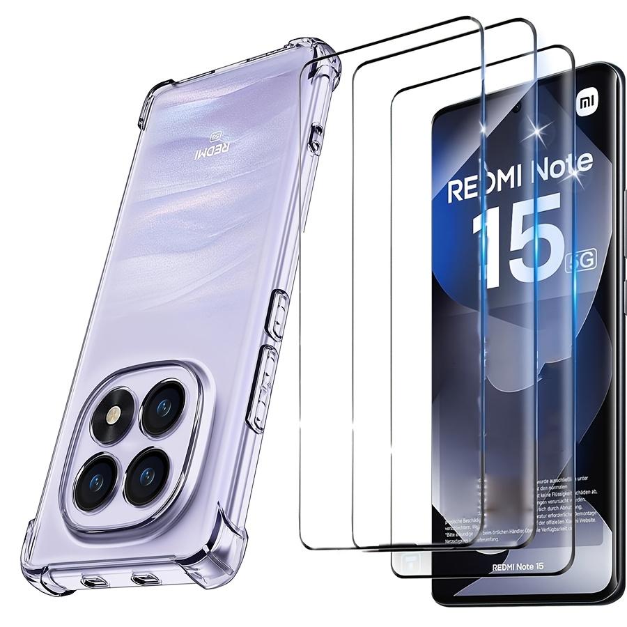 

4-в-1 [3+1] Защитное стекло для экрана + Мягкий чехол из ТПУ для Redmi Note 15 Pro+ 5G Note 15 5G 15 Pro HD Clear 3D Изогнутое защитное стекло POCO M8 Pro 5G белый