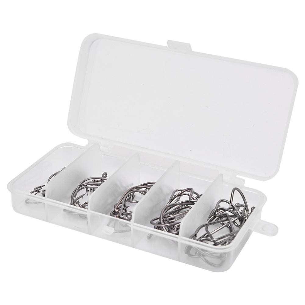 50PCS 2# 1# 1 0# 2 0# 3 0# High Carbon Steel Fishing Jig Hooks Set Fish Tackle Accessory Black