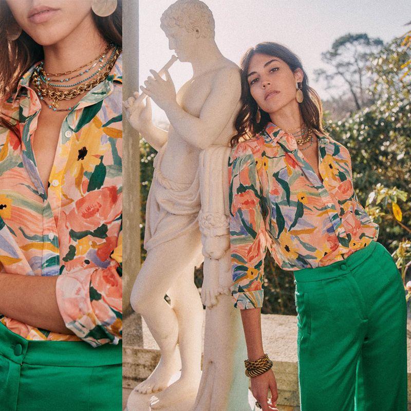 

Нишевые повседневные брюки прямого кроя с застежкой спереди, модный костюм Colorful Color Print Lightweight Casual Shirt L