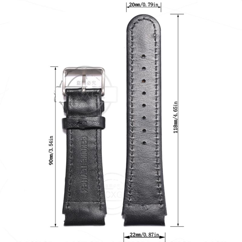 22mm Skórzany Pasek do Zegarka Pasuje do Suunto X-Lander Military Watch Opaska na Nadgarstek Męska xlander Czarne Akcesoria do Zegarka