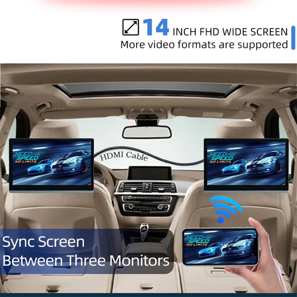 14 Inch Rotatable Headrest TV 1080P Car Monitor 4GB + 64GB Multifunction Tablet