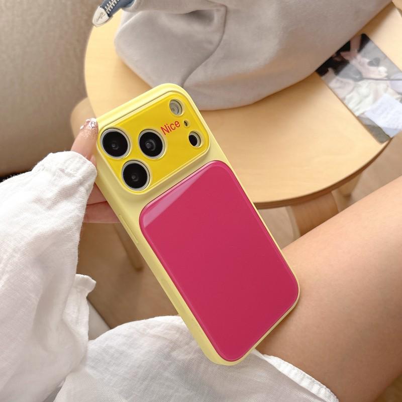 Color Block Phone Case for iPhone 14/15/16/17 Pro Max - Stylish and Protective Cover