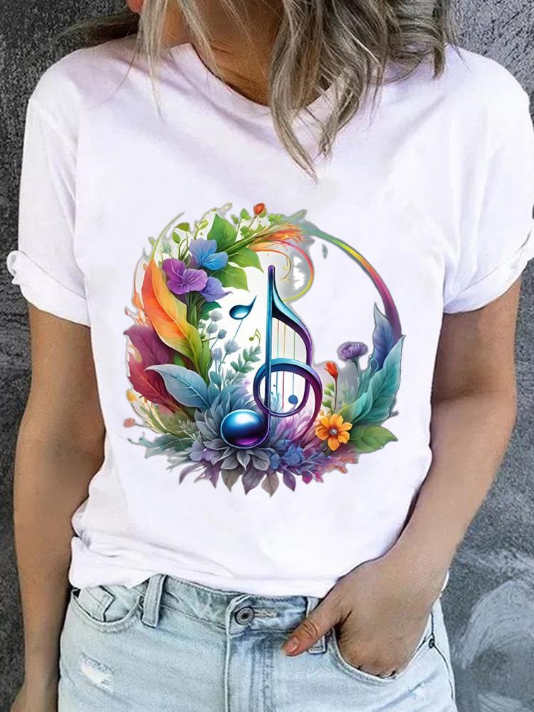 (Asian Size) Style Flower Trend 90s Casual Short Sleeve T Tee Top Clothing Shirt Women Printed Lady Fashion Female Graphic T-shirts