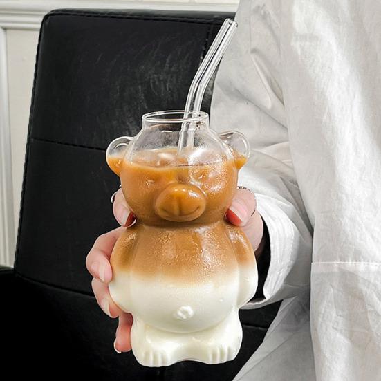 Bear Shaped Glass Cup 320ml Cute Teddy Bear Wine Glass Unique Champagne Tumbler Juice Drinking Glassware Birthday Gift