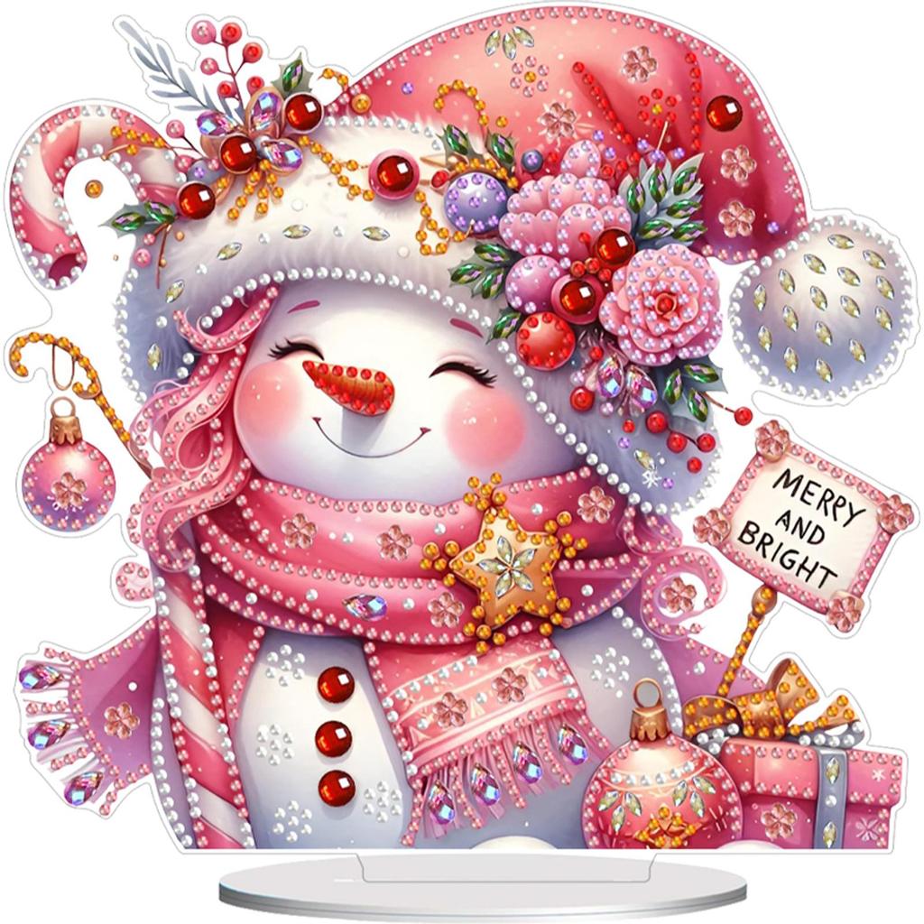 Christmas Snowman Diamond Painting Desktop Ornaments Kit Cute 5D DIY Diamond Art Tabletop Decorations Bedroom Table Decor