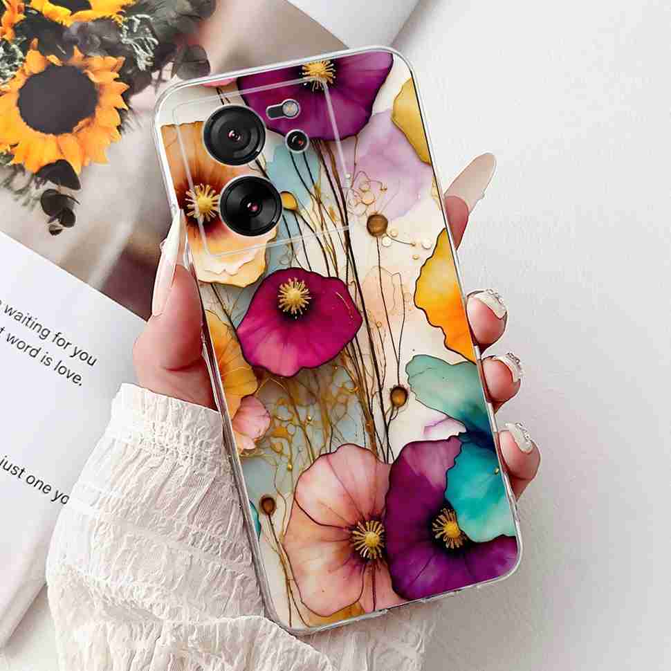 For Xiaomi Mi 13T 5G 6.67" Case Cartoon Bear Soft Silicone TPU Cover For Xiaomi Mi13T 5G 2306EPN60G 6.67" Colorful Flowers Shell