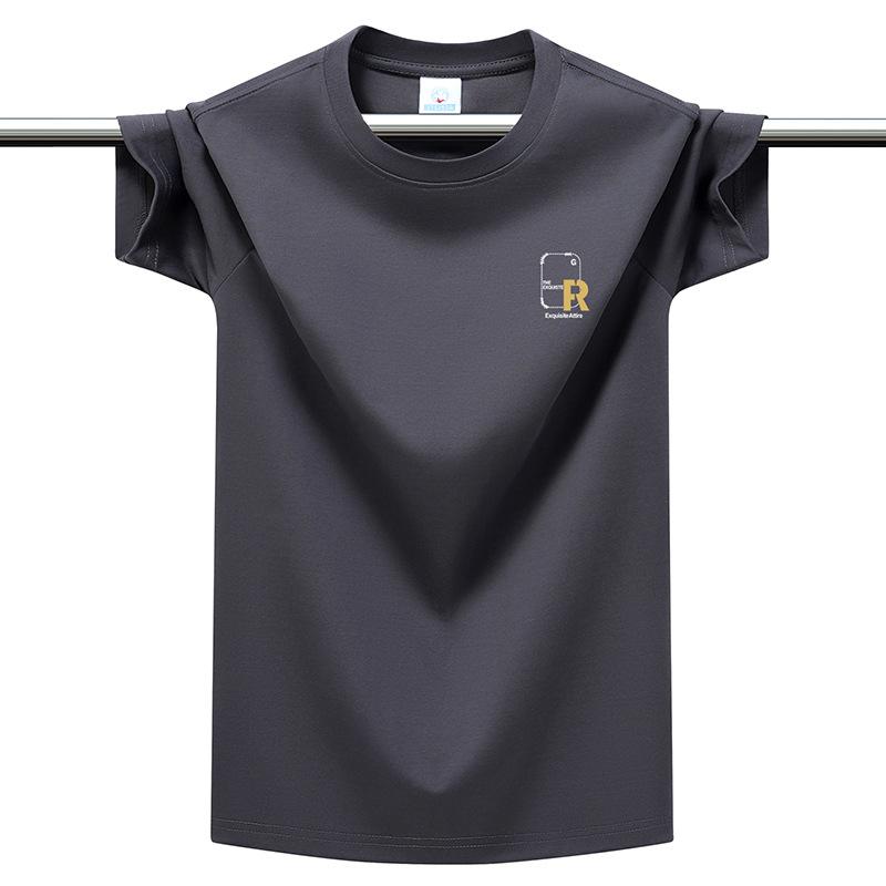 Plus Size Men's T-shirt 220g Heavyweight Cotton Solid Color Loose Fit Casual Summer Tee Top