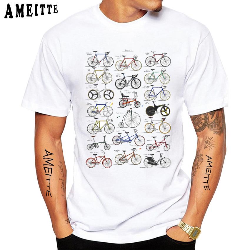 Summer Round Neck Bicycles Pattern 3D Print Top Fashionable Casual Short Sleeved Men's T-shirts