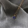 Deep Blue Square Lapis Lazuli Square Necklace Gold Tone Fine Chain Low MOQ  Women Minimalist Jewelry Sourcing