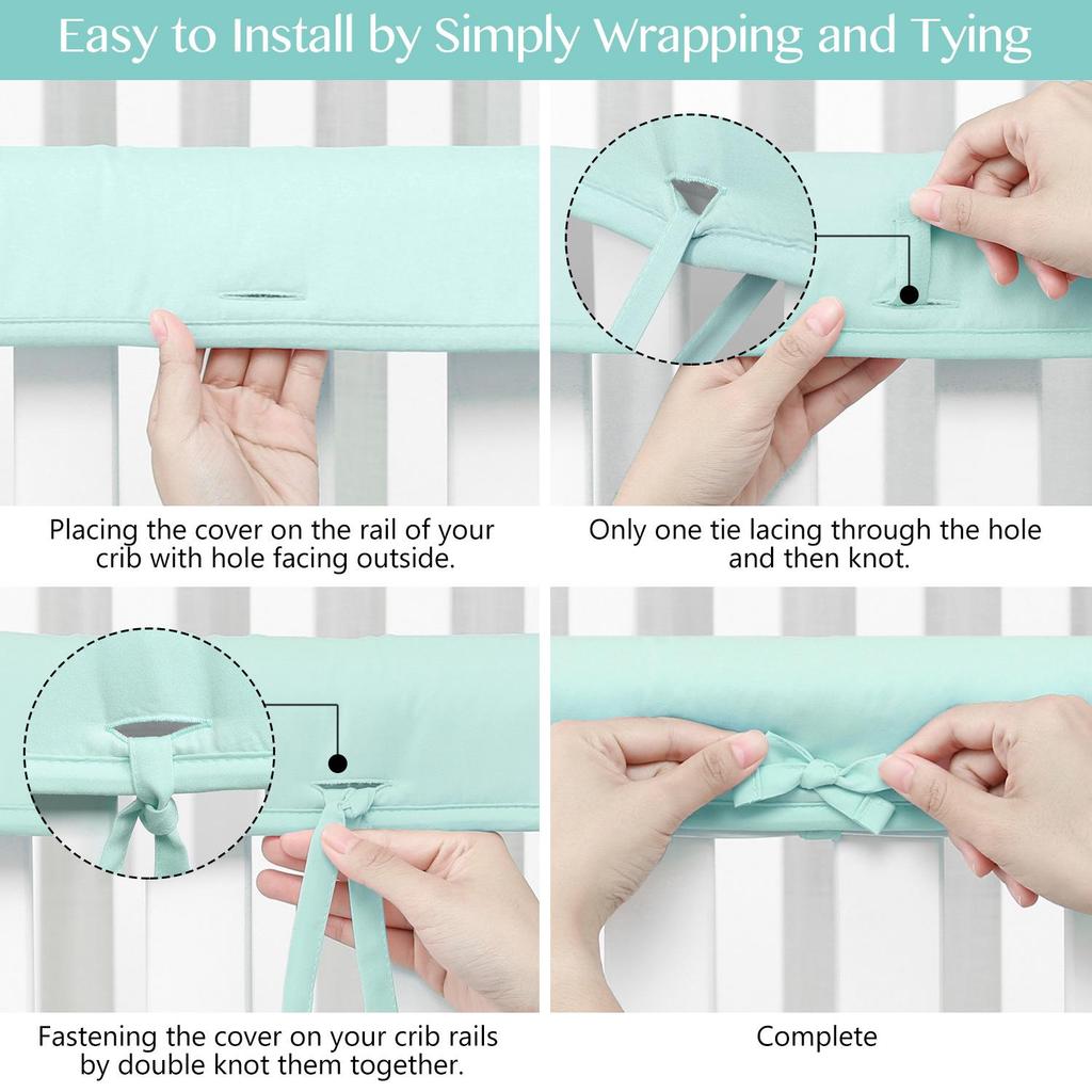 Soft Crib Rail Cover Set - 3-Piece Baby Anti-Chewing Guard Rails