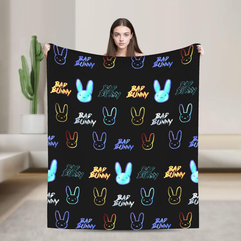BAD BUNNY TOUR 2025 Blankets Coral Fleece Plush Winter Multi-function Lightweight Thin Throw Blankets for Bed Outdoor Bedspread