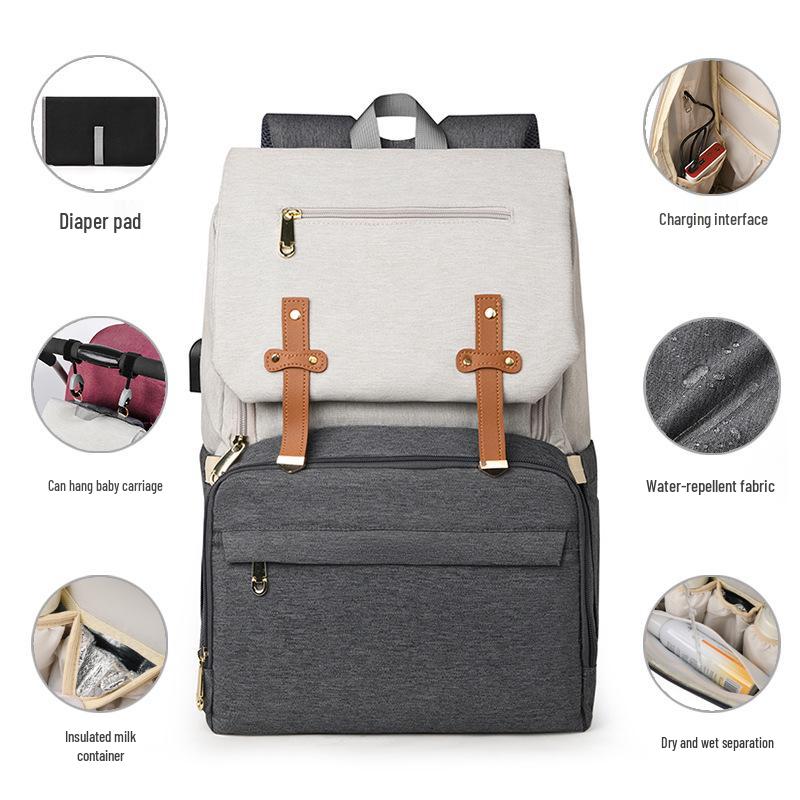 Multi-Functional Lightweight Mommy Bag: Large Capacity with USB Port, Changing Pad, and Portable Mother-Baby Storage for Hospital.