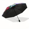 Stitch,Roses Automatic Folding Umbrella - Simple 8-Rib Design, Bright Cartoon Pattern, Durable Iron Frame, Suitable For Travel, Outdoor, Bea