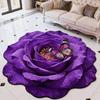 3D Flower Floor Mat Large Flower Shape Living Room Rug Realistic Floral Butterfly Floor Rug with Anti-Slip Bottom for Home Bedroom Dining Room