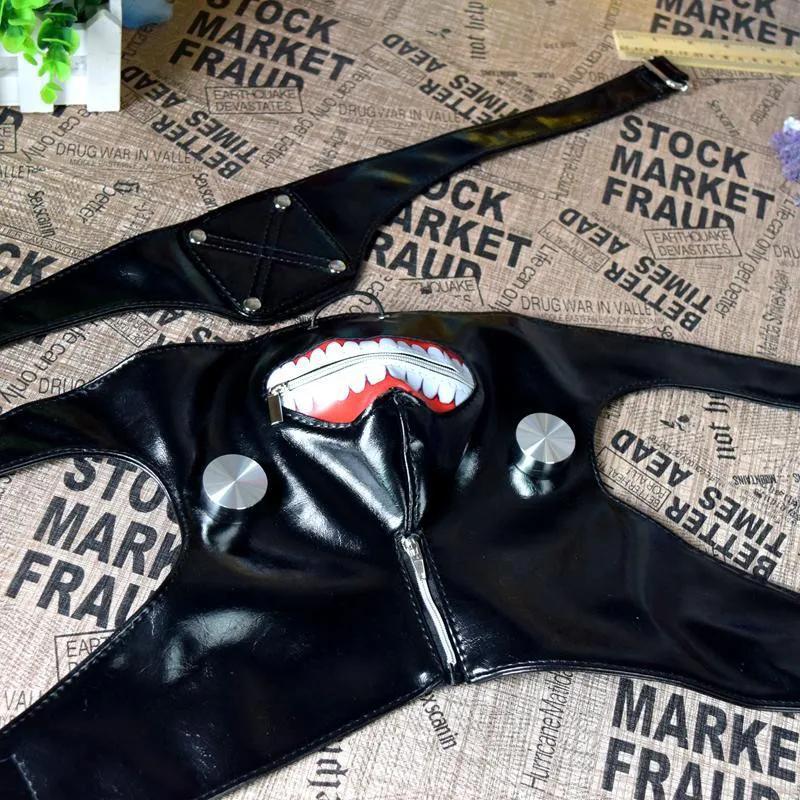 Skrekk Tokyo Ghoul 2 Kaneki Ken Halloweenfest Maske Justerbare Glidelåsmasker Tykkere PU-lær Kul Maske Blinder Anime Cosplay