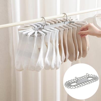 1/2pcs Space Saving Durable Folding Socks Drying Rack Multifunctional Clothes Hanger With 32 Clips Stable Underwear Hanging Clip