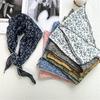 Lightweight Cotton Linen Scarf Korean Style Spring Summer Bandana Floral Triangle Scarf  for Women
