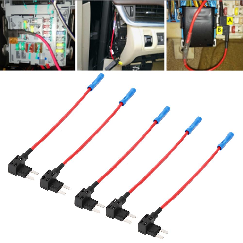 5Pcs Car Additional Circuit Mini Standard Blade Fuse Box Block Holder Blue Head