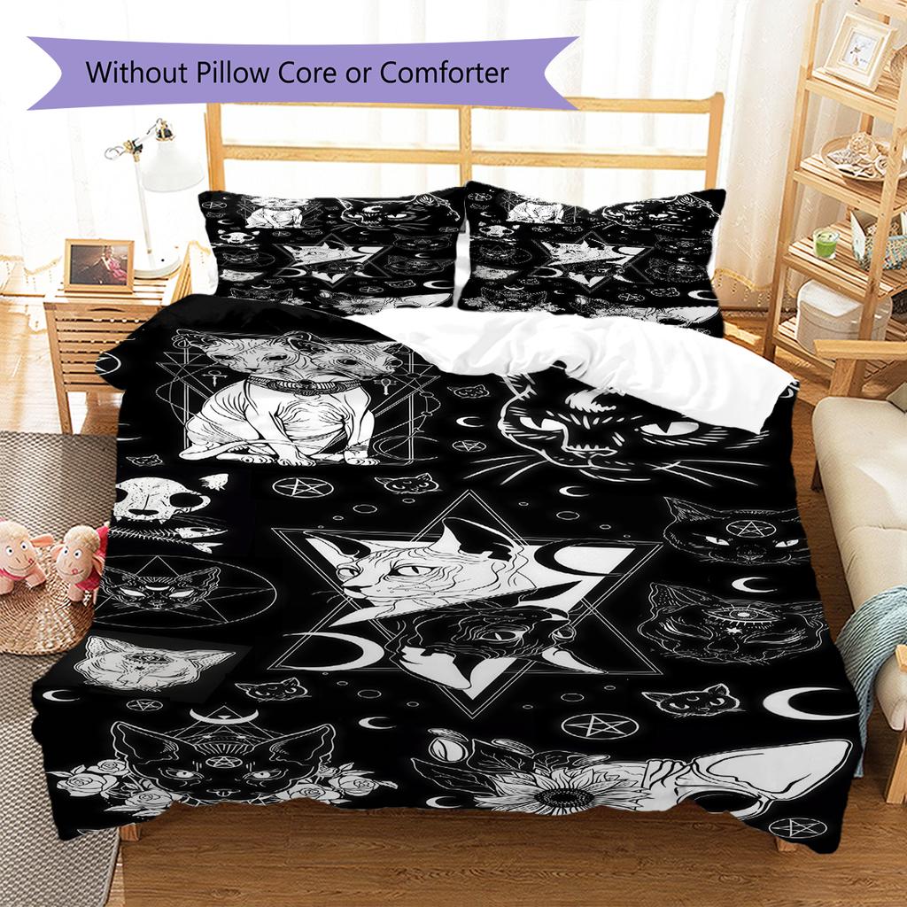 Pościel z Wzorem Symbolu Szatana, Zestaw Kołdry Poszewka na Kołdrę Poszewka na Poduszkę Domowy Prezent Urodzinowy (1 * poszwa na kołdrę + 2 * poszewki na poduszki, bez rdzenia)
