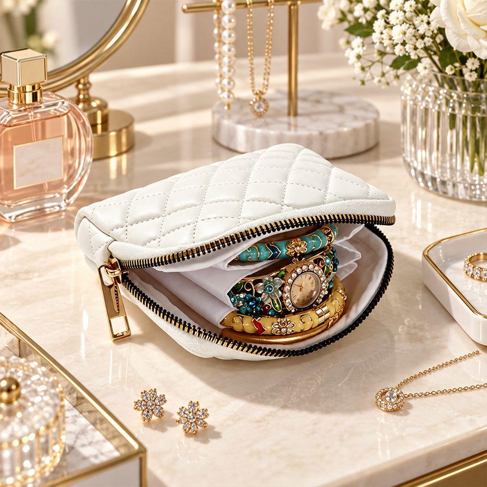 PU Jewelry Storage Case Multi-Layer Compartments Jewelry Organizer Bag New Jewelry Pouch For Women