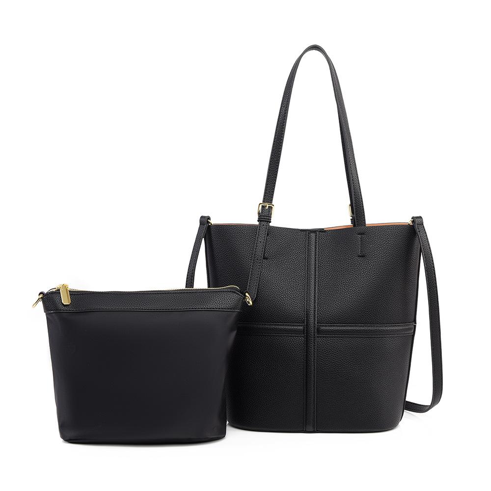 

Сумка-тоут новая большая вместительная высококлассная сумка для поездок на работу ощущение высокого класса простой дизайн сумка женщины могут носить через плечо на одном плече чёрный