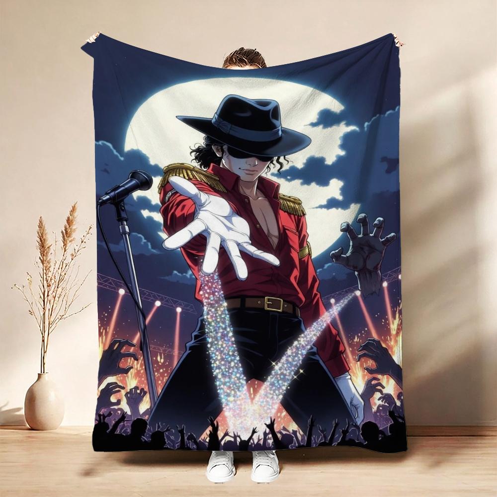 Michael Jackson Pop Printed Flannel Blanket Cozy Comfortable Fleece Blanket For Office Sofa Home Decor Memorial Gift