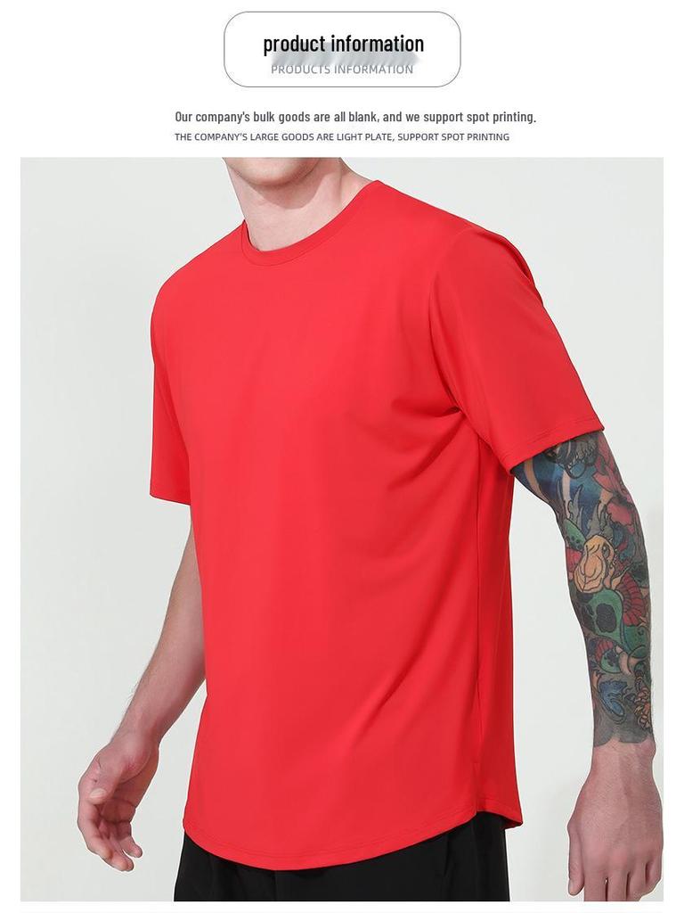 Men's Quick-Dry Breathable Round Neck Sports T-Shirt for Summer Fitness and Outdoor Running