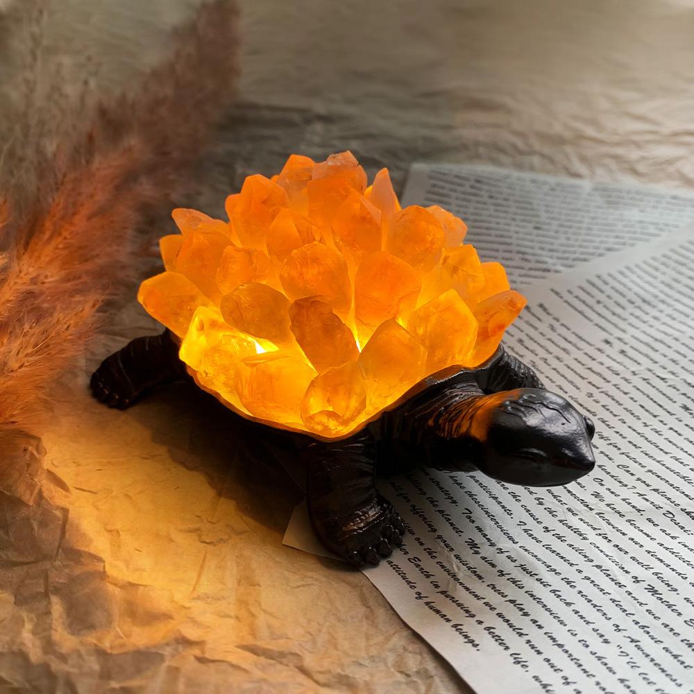 Natural Sea Turtle Crystal Lamp Water Amethyst Cluster USB Night Light Crafts Home Decorative Lights Wedding Gifts