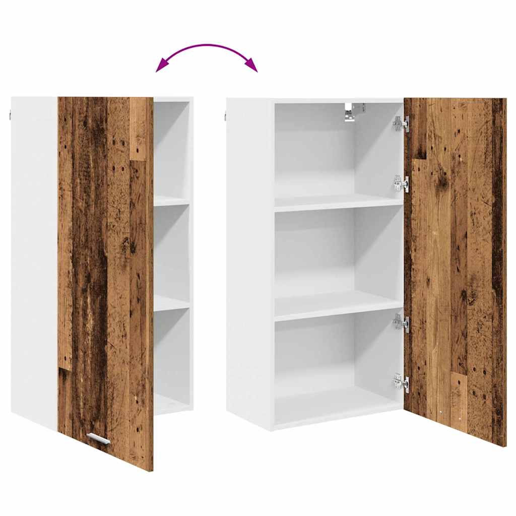 Hanging Cabinet In Vintage Wood and White 50 X 31 X 100 Cm Engineered Wood
