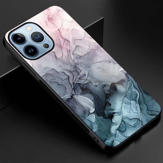 Farbe Marmor Kunst Mode Fall Für Iphone 14 13 11 12 Pro Max Mini Xs Xr X 7 8 6 s Plus Se 2022 Gehärtetes Glas Zurück Abdeckung Capas