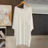 Niedrig geschnittenes kurzärmeliges T-Shirt für Damen, Sommer, locker, mittellang, lockerer Fall, Tasche, atmungsaktiv, Nachthemd-Top