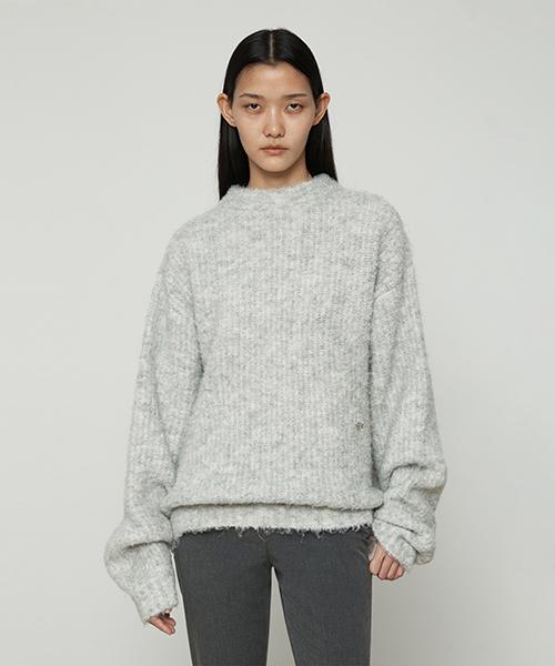 Current Boucle Mix Crewneck Knit Top [White] White/Free