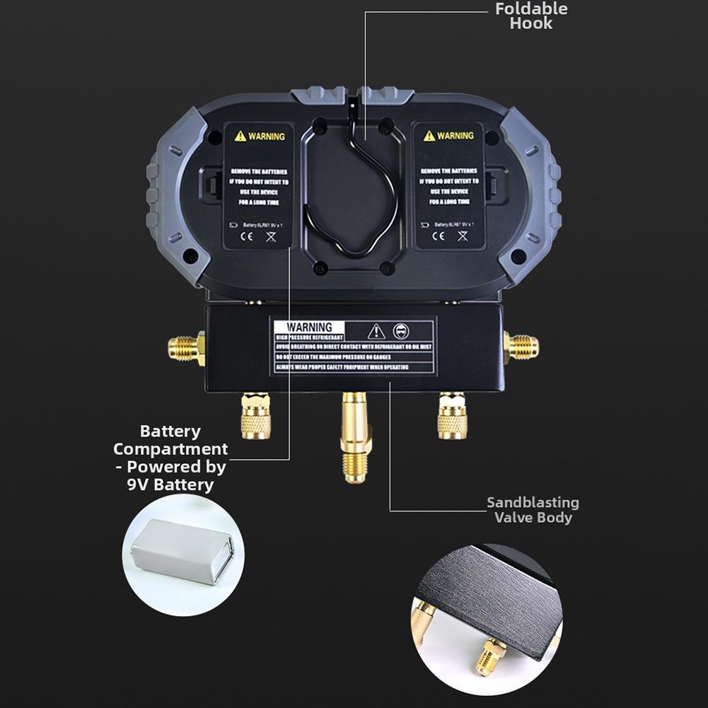 0-6000 KPa Digital Manifold Pressure Gauge, Electronic Air Conditioner Pressure Leak Tester, Refrigerant-Vacuum Pressure Gauge