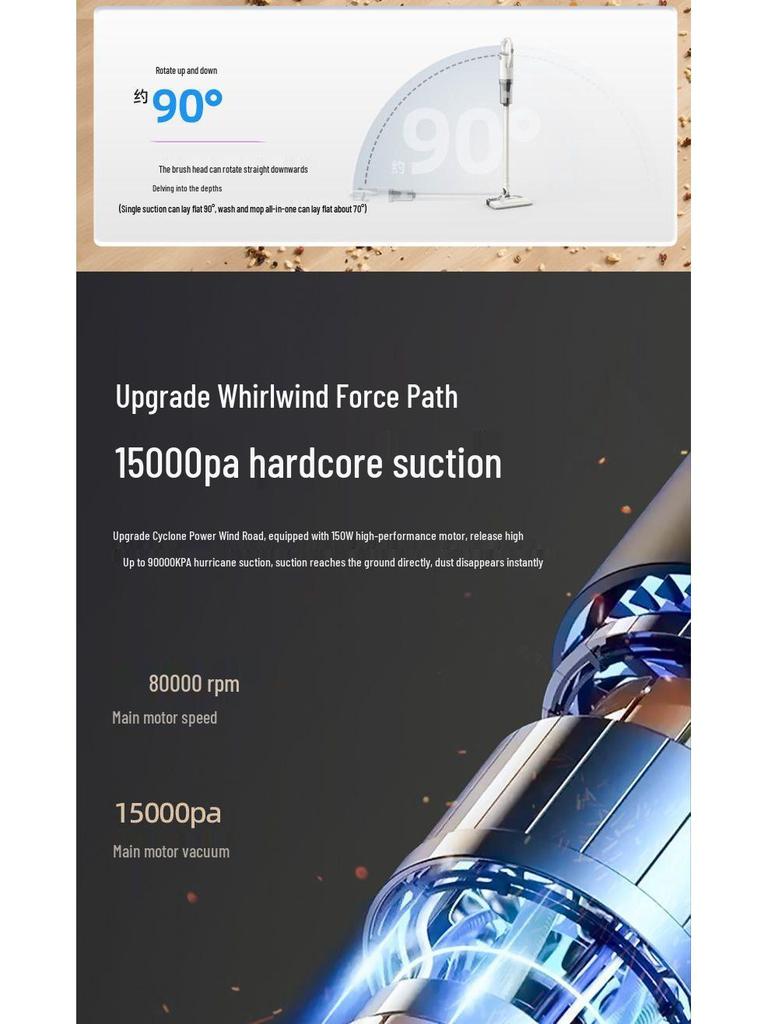 Cordless All-in-One Silent Vacuum & Wet Mop - High-Power Handheld Dust & Mite Remover for Home