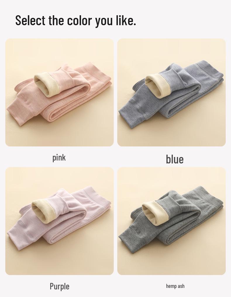 Girls' Essential High Waist Winter Warm Pants - A-Class Double Layer Cotton for Boys, Middle & Large Students