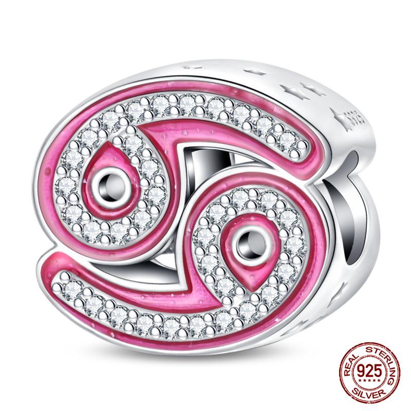 Original Charms Copper Lucky 12 Constellations Charm Beads Fit 3Mm Original Bracelet Women Diy Fine Jewelry Gift New In