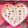 36 Anillos Ajustables para Niñas Juguetes de Maquillaje para Jugar a Fingir para niños Joyería de Dibujos Animados Anillos de Aleación Regalos de Cumpleaños para Niñas