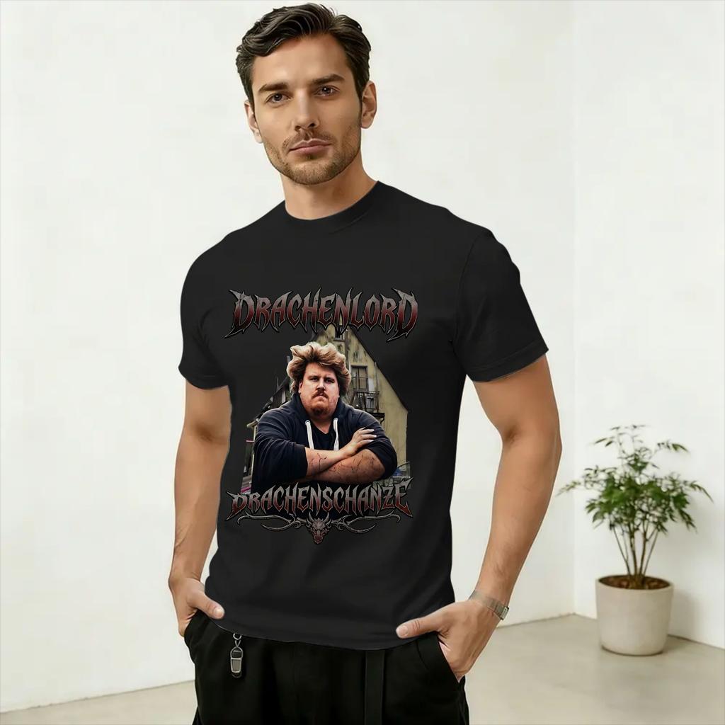 Vintage Drachenlord Meme TShirt for Unisex Crew Neck 100 Cotton T Shirt Short Sleeve Tees 4XL 5XL 6XL Clothes