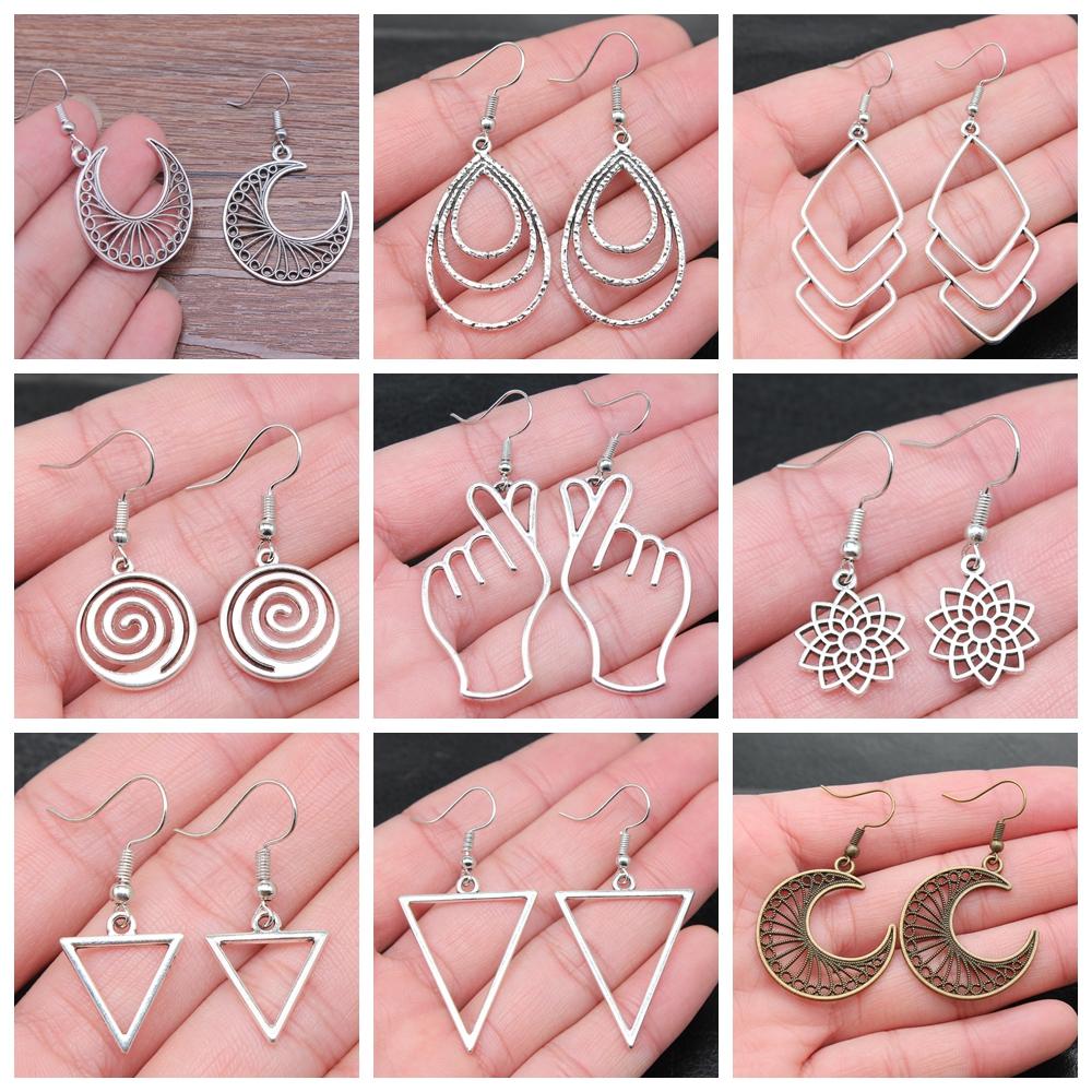 30 Styles Women Fashion Simple Handmade Earrings Geometric Swirl Triangle Teardrop Pendant Dangle Earrings
