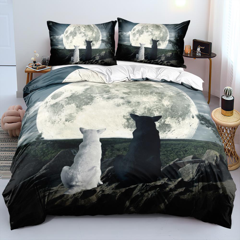 Comforter Wolf Queen Size Wolf Running In The Snow Twin Bedding Set Polyester Safari Animals Comforter For Kids Boys