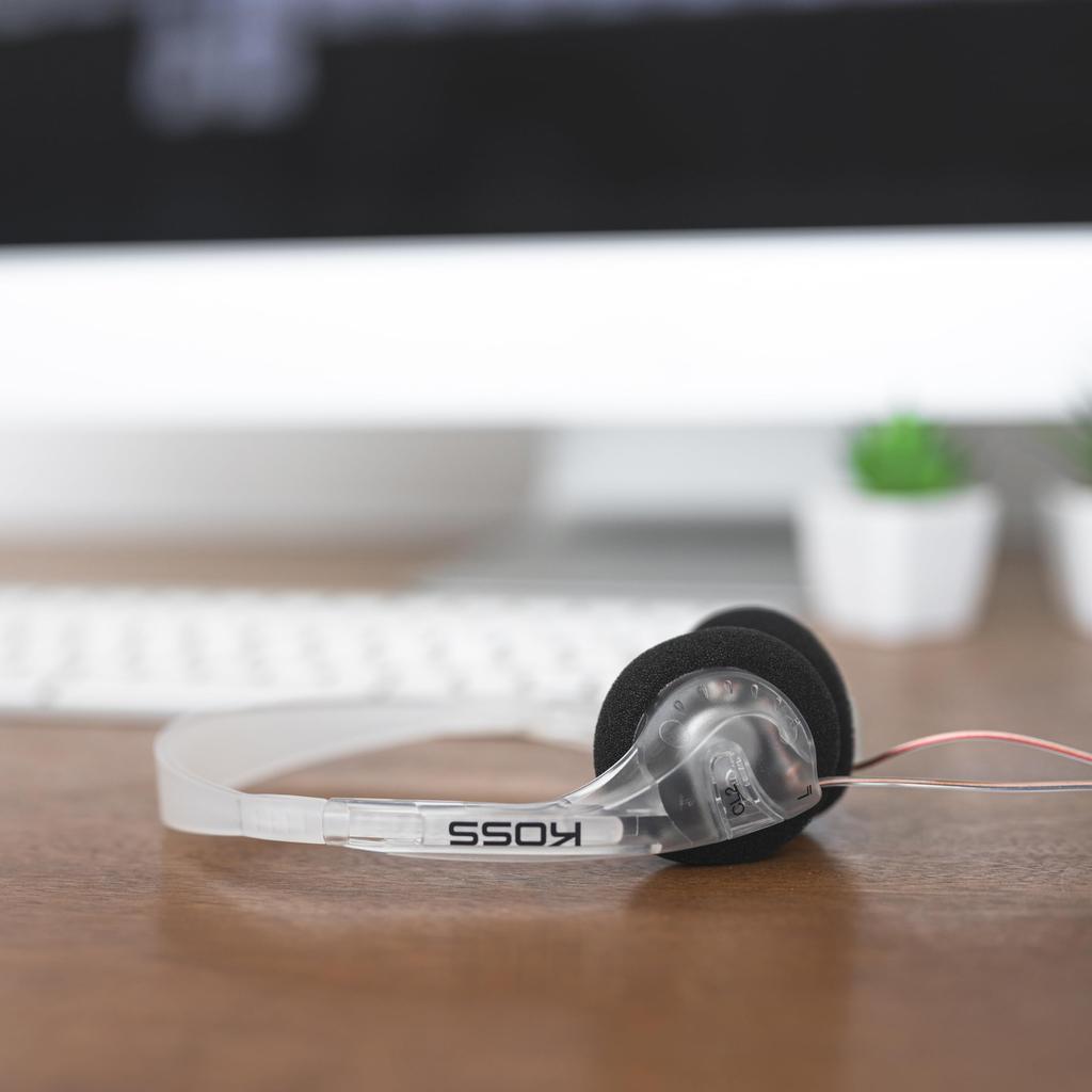 Koss Clear Transparent 6ft CL/2 On-Ear Headphones, Lightweight, 3.5mm Jack, Cord.